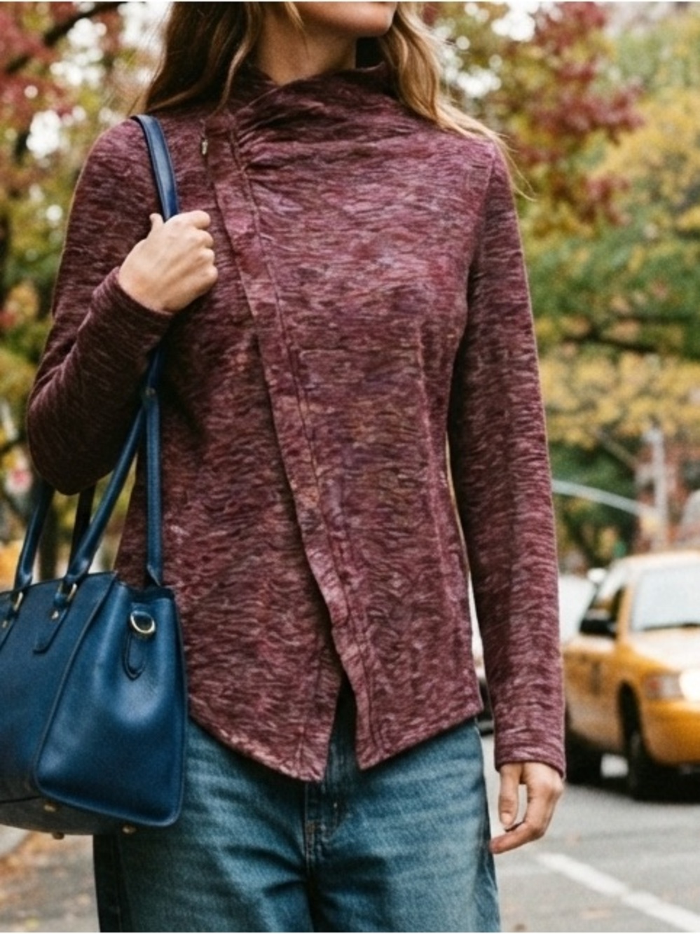 Asymmetric G.H. Bass & Co. Maroon Full Zip Moto Jacket M Edgy Streetstyle
